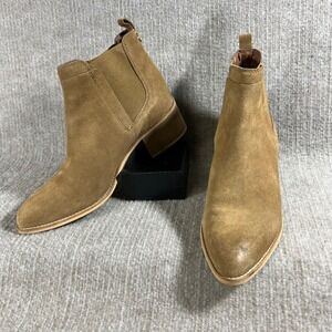 CREVO Womens Suede Chelsea Ankle Boots Chestnut Block Heel Pointed Toe Size 10